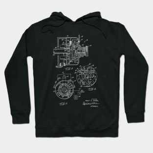 Sewing Machine Power Transmission System Vintage Patent Hand Drawing Hoodie